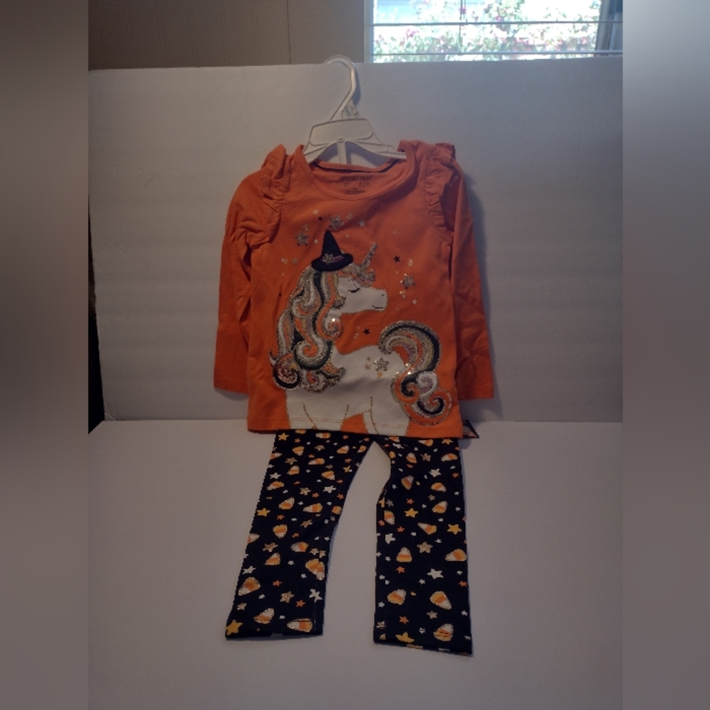 Spooky Night - Unicorn fall Halloween 2 pc set long sleeve top and pants sz 2t